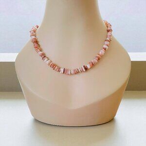 Peyote Bird Necklace Mother of Pearl Agate Gemstone Chip Beaded Sterling Silver